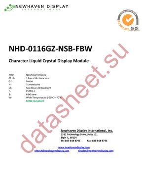 NHD-0116GZ-NSB-FBW datasheet  